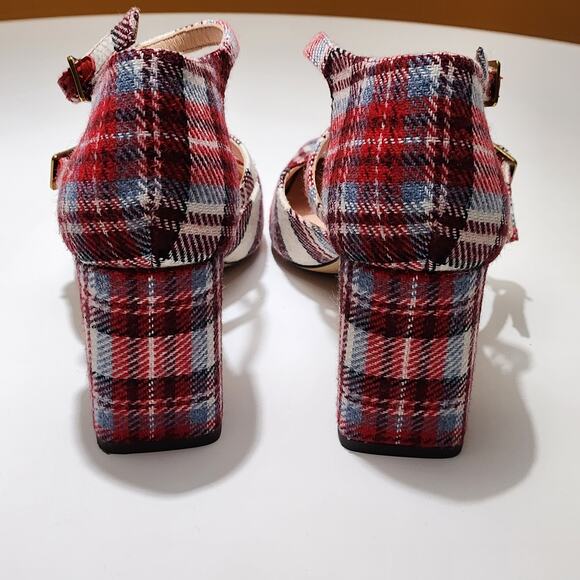 J. Crew Red Plaid Heels - Picture 10 of 13
